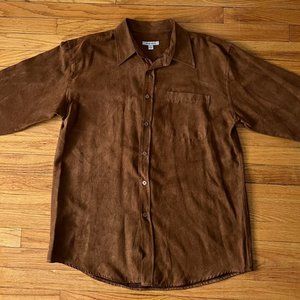 Vintage Brown Velvet Button-down Shirt